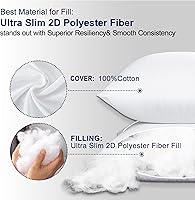 Vista 3 de HITO 12x20 Insertos de almohada (Juego de 2) - Fundas de almohada decorativas 100% algodón con relleno de alternativa al plumón, color blanco