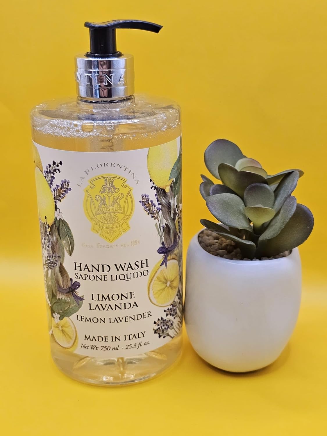LA FLORENTINA Lemon Lavender Hand Wash, 25.3 Fl Oz, Made in Italy