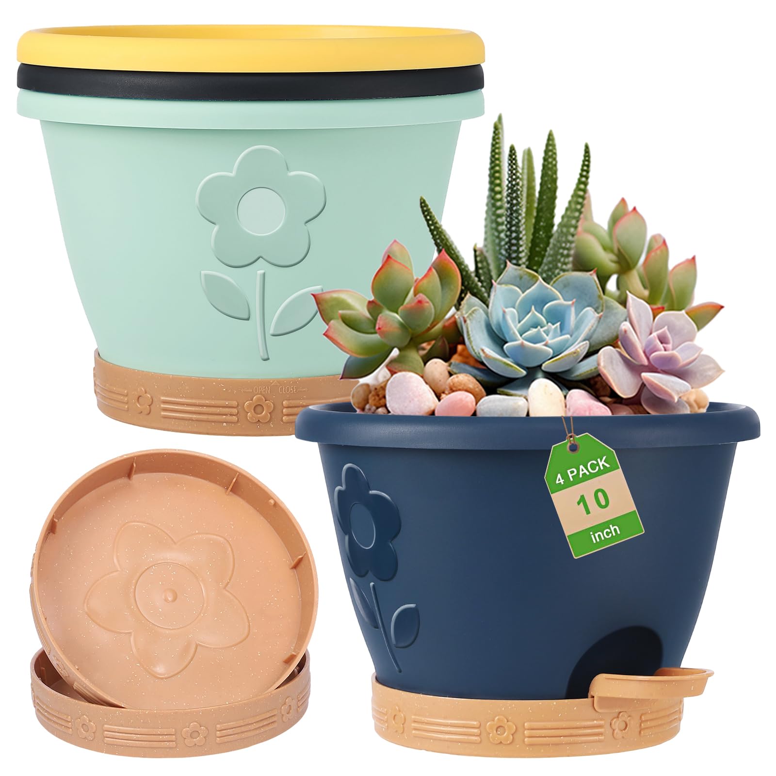 10 Inch Self Watering Plant Pots Set