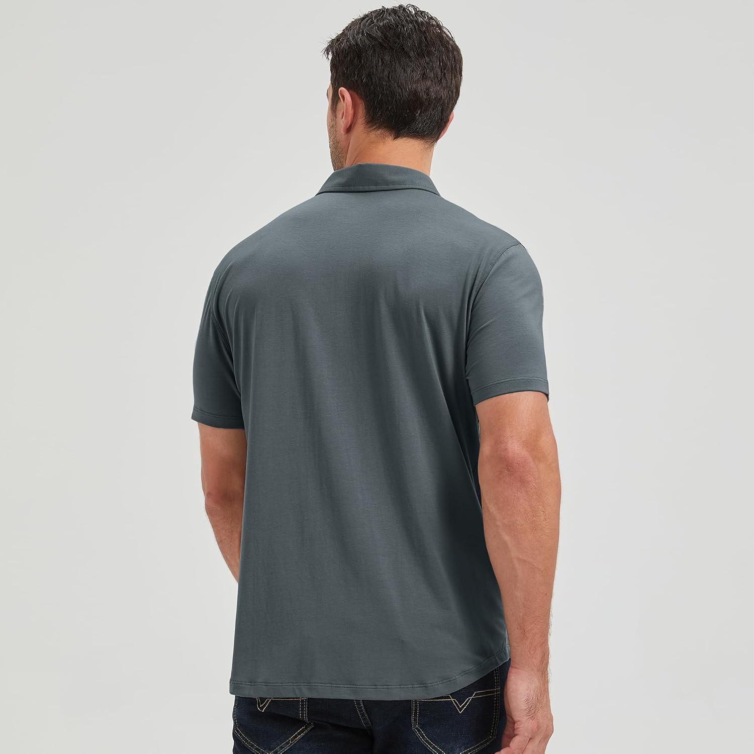 netdraw Mens Lightweight Bamboo Viscose Polo Ultra Soft Curved Hem UPF 50+ Casual Collared Golf Shirt