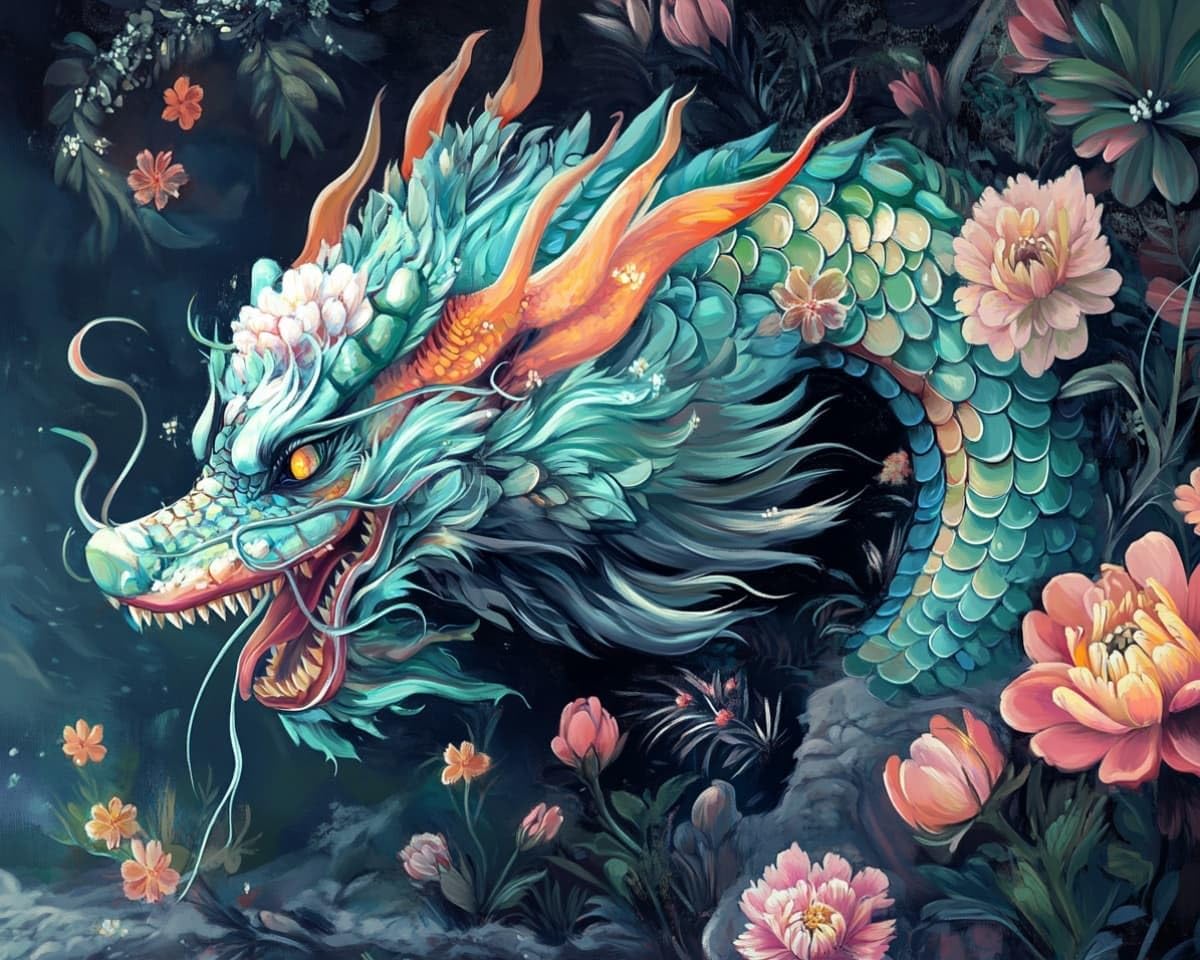 AxiangziK Beginners Stamped Cross Stitch Kits 12x16inch,Dragons and Flowers Range of Embroidery Starter Kits for DIY Printed Cross Stitch Pattern 11CT Needlepoint