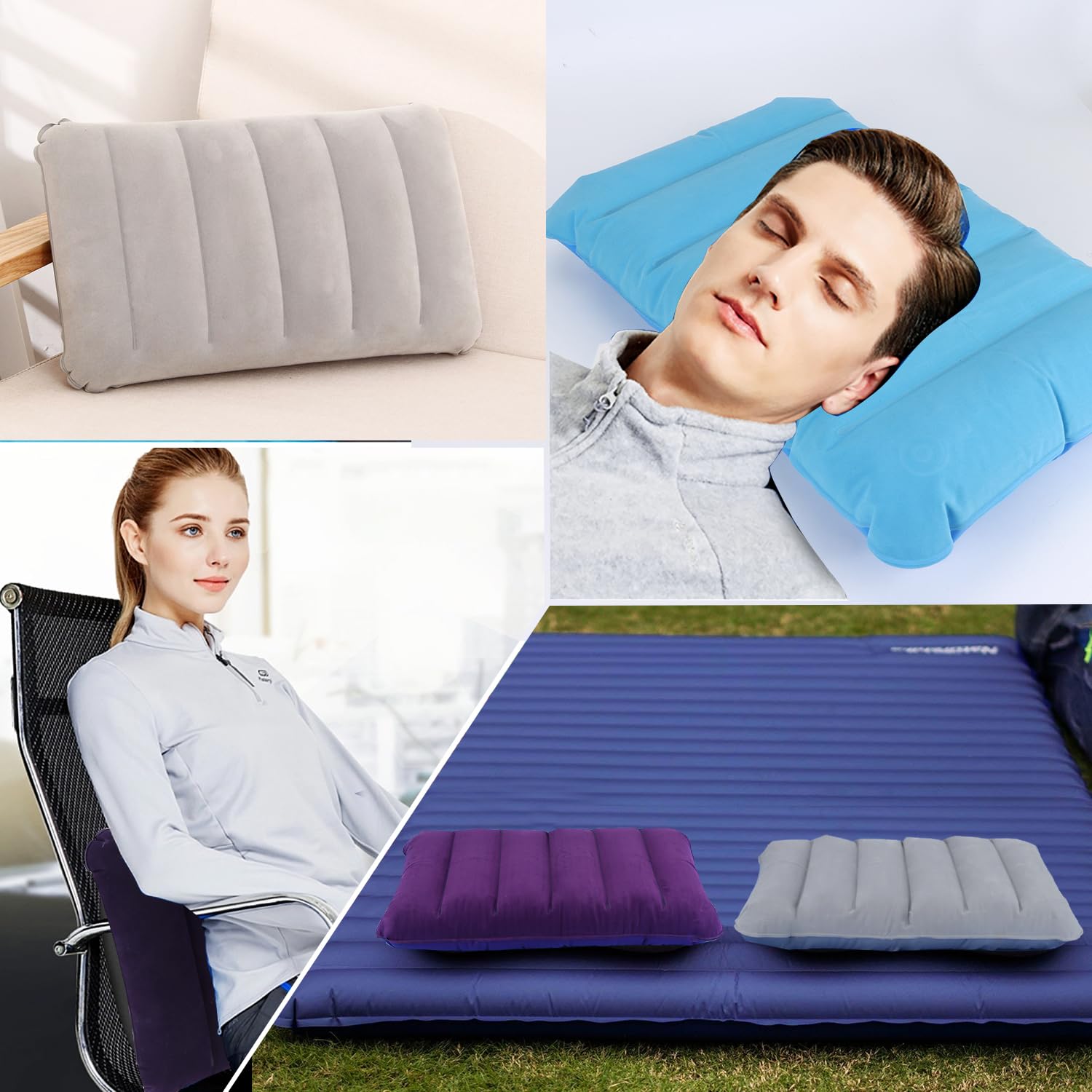 JSMTKJ 4X Almohadas Inflables de Viaje para Acampar Almohada para Inflar Almohadas de Camping Hinchables Almohada de Viaje Cojín de Aire para Playa, Senderismo