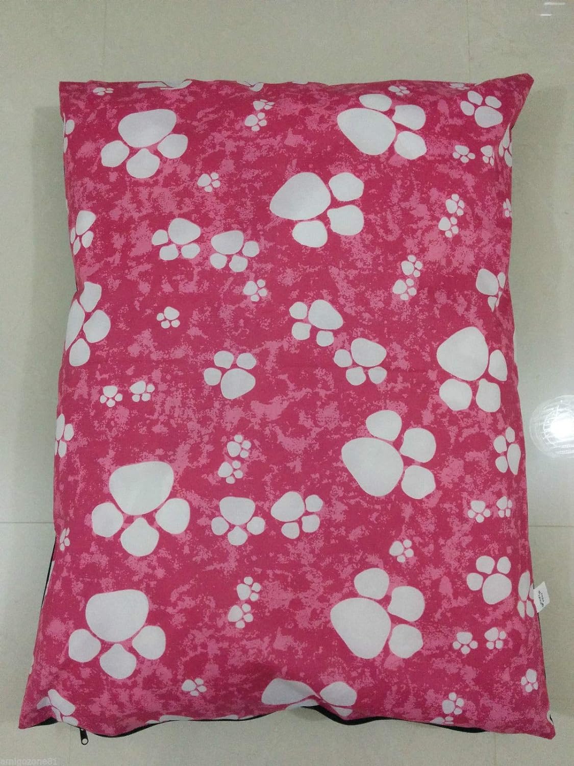 R&Z Large/Extra Large Polycotton Dog Bed Zip Cover With Inner Cushion Complete Bed (Large, Pink Paw)