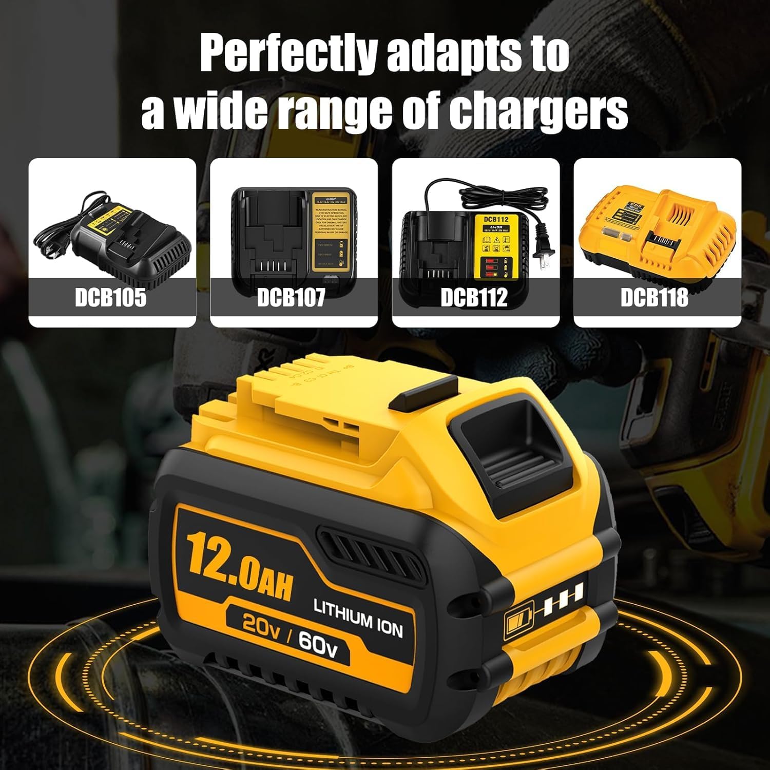 DCB609 12.0Ah Replacement for Dewalt 20V/60v Flexvolt Battery Compatible with Dewalt 20V/60V Max Battery DCB606 DCB609-2 DCB606-2 DCB612(2PC-60V)