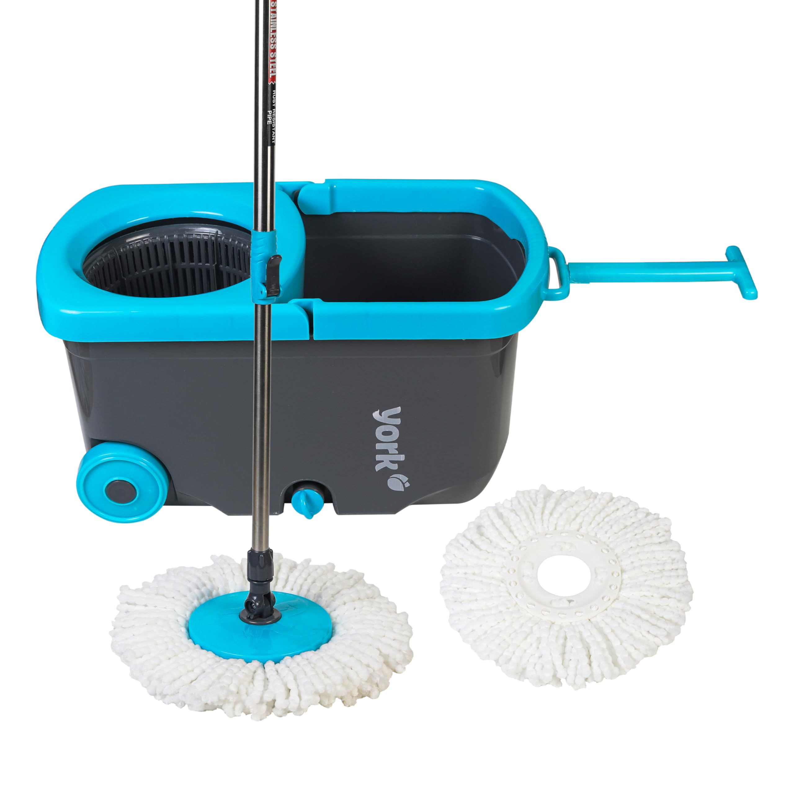 YORK Plastic Spin Mop Bucket with Wheel Mop Handle for Floor Cleaning, House Clean, Easy Wheels & Big Bucket with Squeezer Stable & Durable Bucket with A Capacity of Up to 15 Liters (728121), Blue (B0CCD447QK) Amazon Price History, Amazon Price Tracker