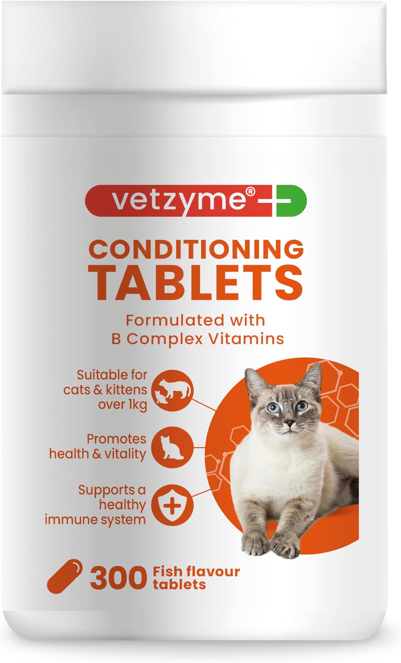 Vetzyme Conditioning Tablets for Cats and Kittens (300 Tablets) - Promotes Health and Vitality, Supporting a Healthy Immune System