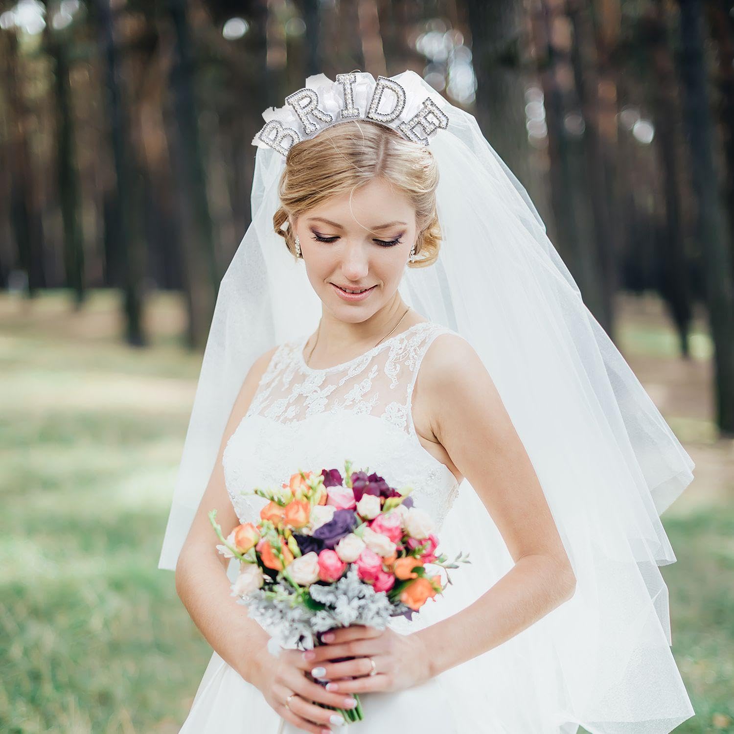 Fascia da Sposa con Perle, Velo da Sposa, 1 Pezzo, Elegante