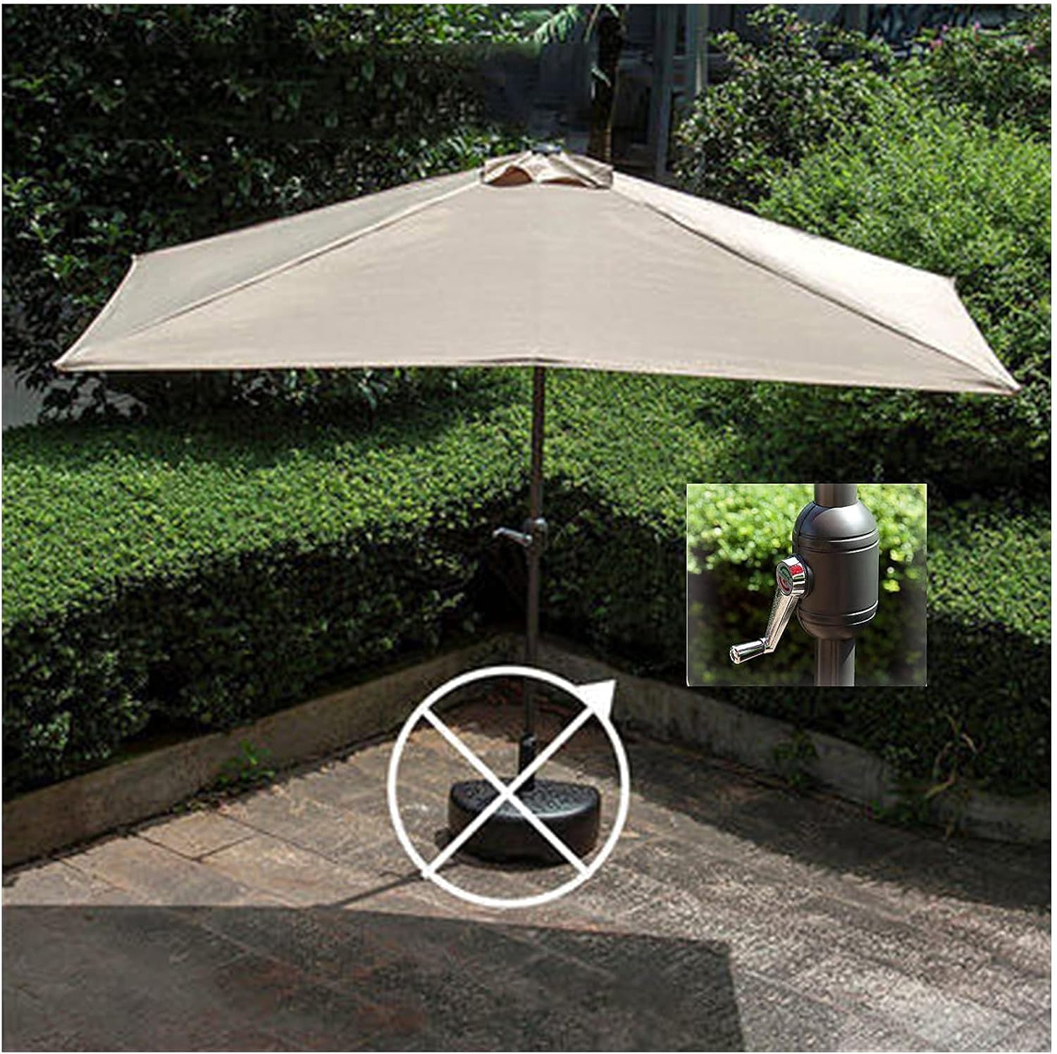 Jupitaz Outdoor Market Umbrella Garden Half Parasol Umbrella, Outdoor Square Parasol, For