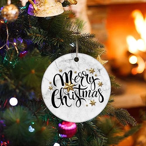 Vista 39 de Two-Side Printed Merry Christmas Marble Ceramic Christmas Ornament, Novelty for Family Friends Kids, Marble Printed Christmas Keepsake Pendants