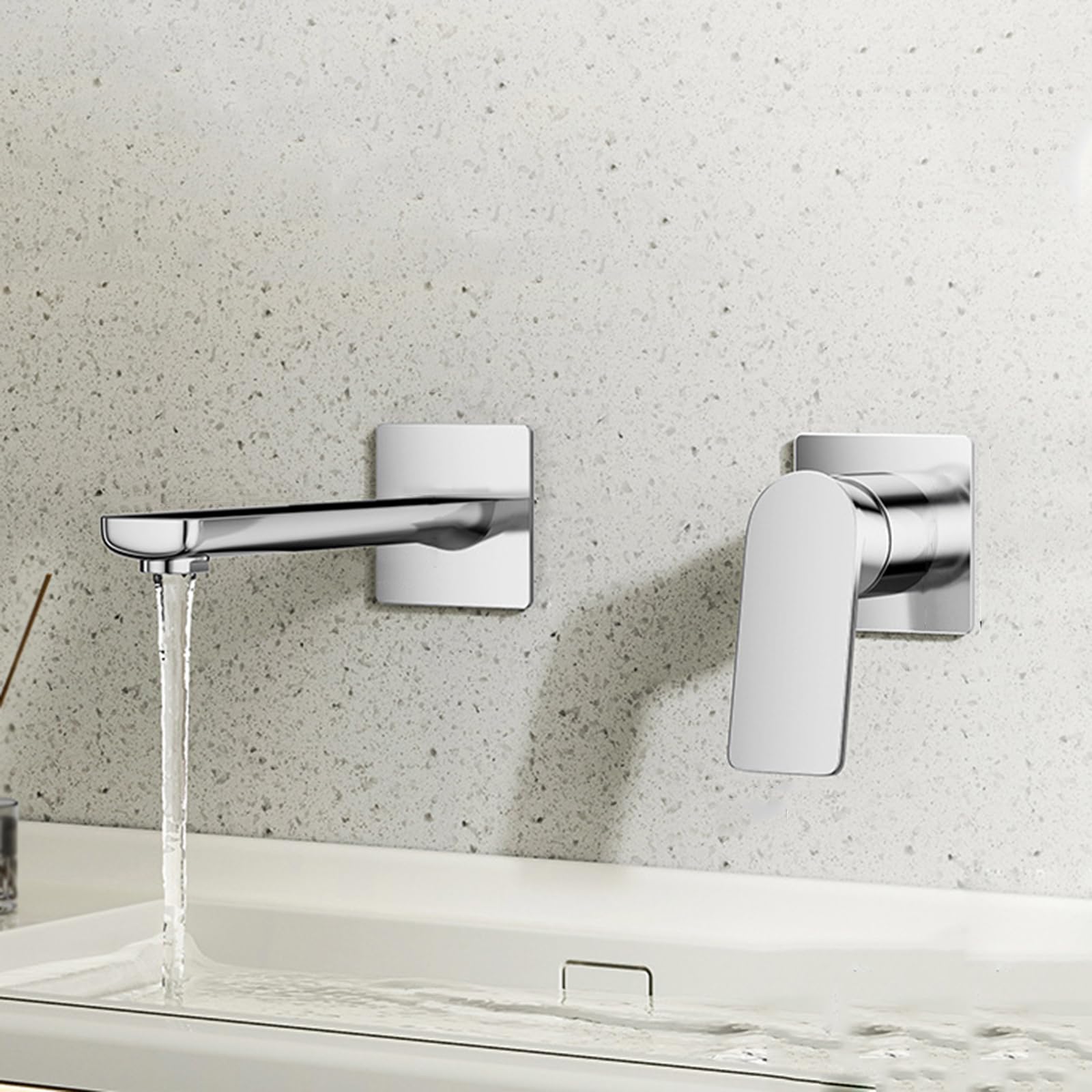 ANVLOJRIH Basin Mixer Tap Bathroom Sink Taps Concealed 2 Hole Brass Hot and Cold Wall Mounted Faucets for Chrome Lavatory Sink Faucet