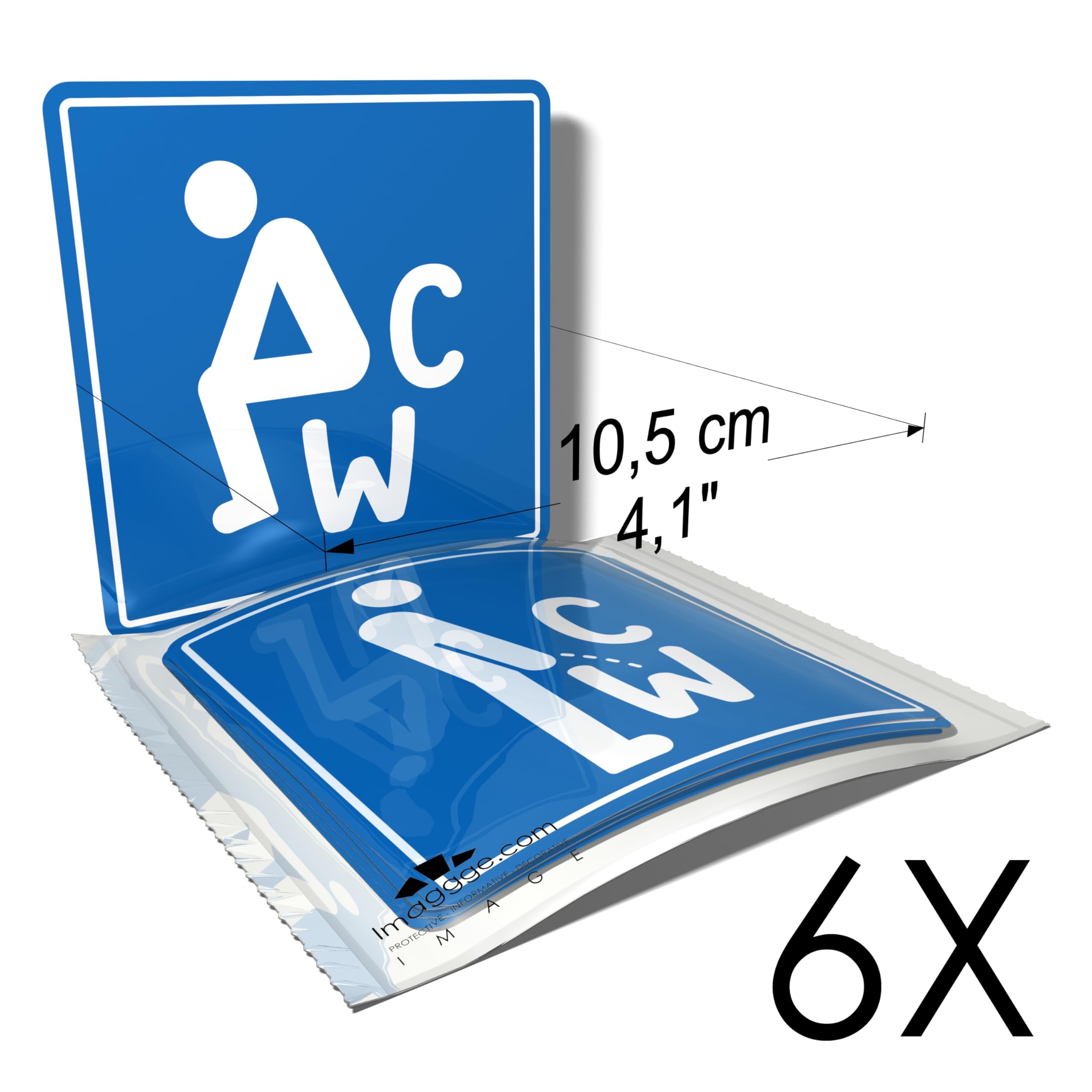 Unisex Toilet Stickers - Gender Free Toilet - Toilet Bowl and Urinal - Men and Women - 6 Square Stickers - 10.5cm - Image 2