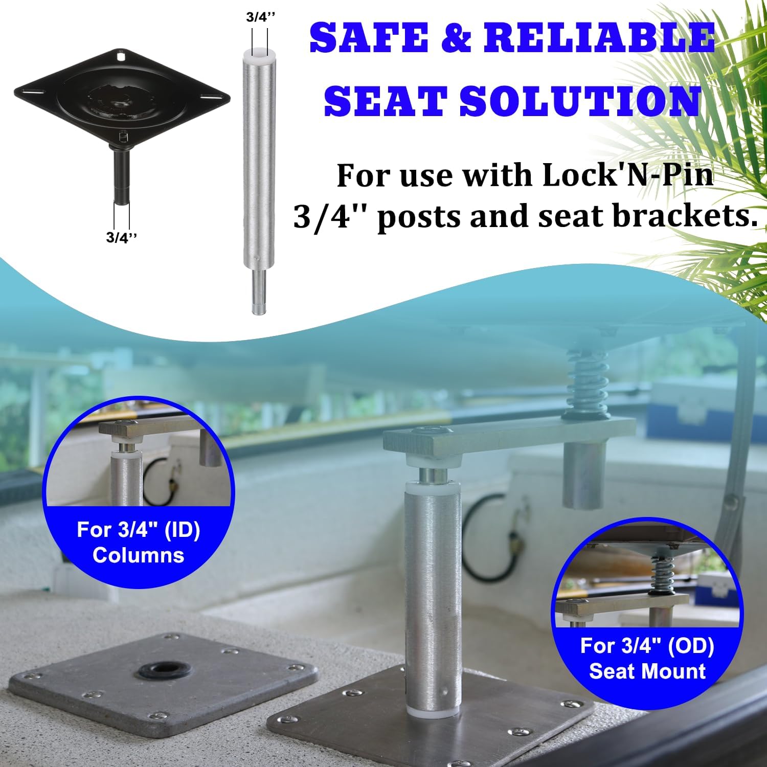 7062-3 Boat Seat Base - 3" Offset Heavy Duty Swivel Mount, 9" to 14" Adjustable Height for Cabin Fishing Boat Helm Chairs