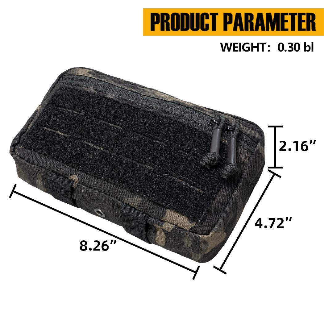 IDOGEAR Tactical Dump Drop Pouch Molle Sub Abdominal Carrying Kit Bag Tactical Pouches with Hook and Loop Panel for Vest 500D Nylon Dual-Purpose (Camo Black) - Image 3