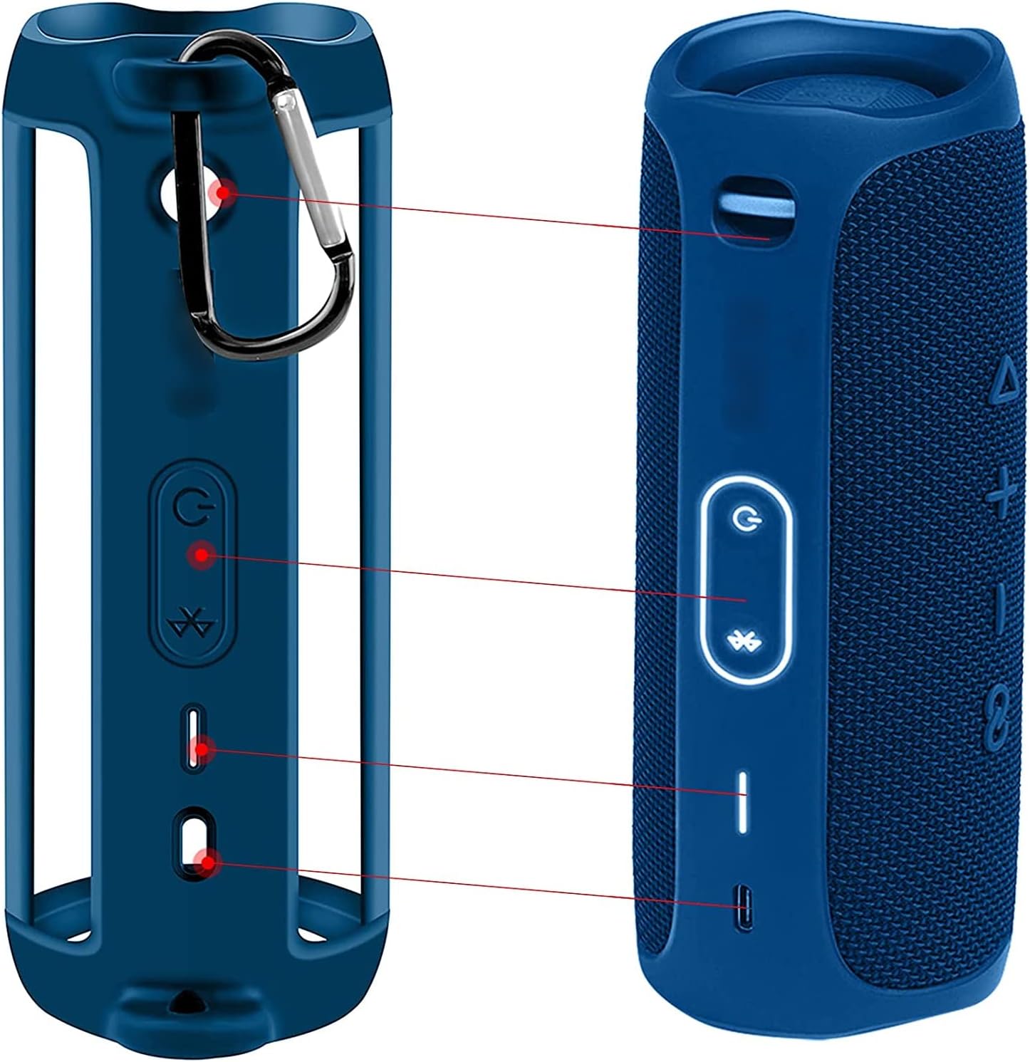 Silicone Case Compatible for FLIP 5 Portable Bluetooth Speaker, Gel Soft Skin Cover, Rubber Case, Travel Carry Pouch with Strap (Speaker and Accessories not Included)(Blue) - Image 4