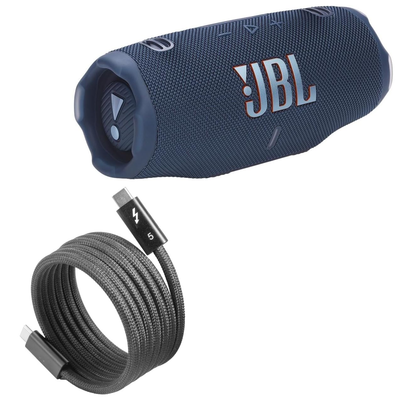 BoxWave Cable Compatible with JBL Charge 6 - SnapWrap Thunderbolt 5.0 Cable (5ft 240W), Magnetic Self-Coiling Nylon Braided Retractable - Jet Black