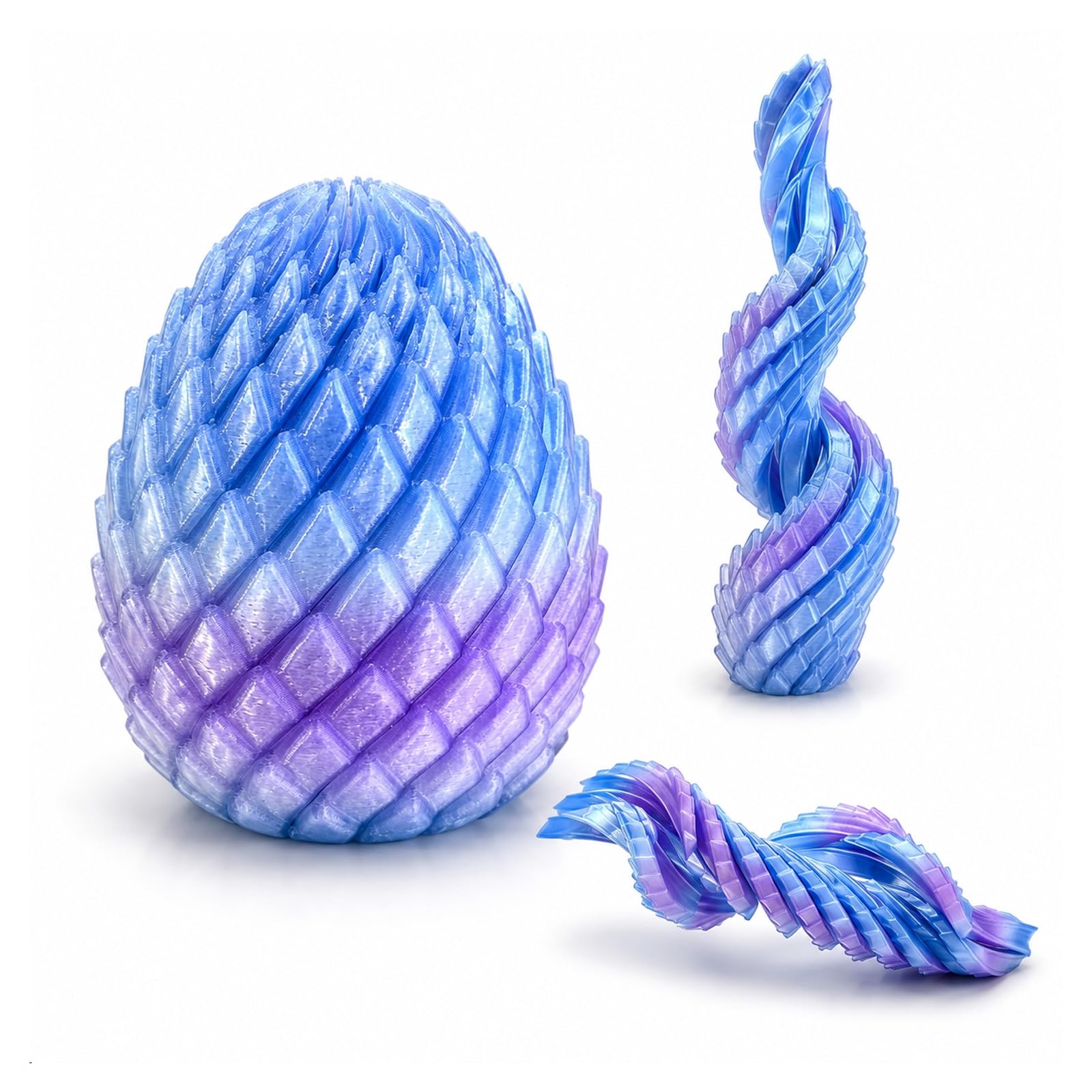 3D Printed Fidgets, Portable Crystal Blue Purple Dragon Egg for Desk & Study