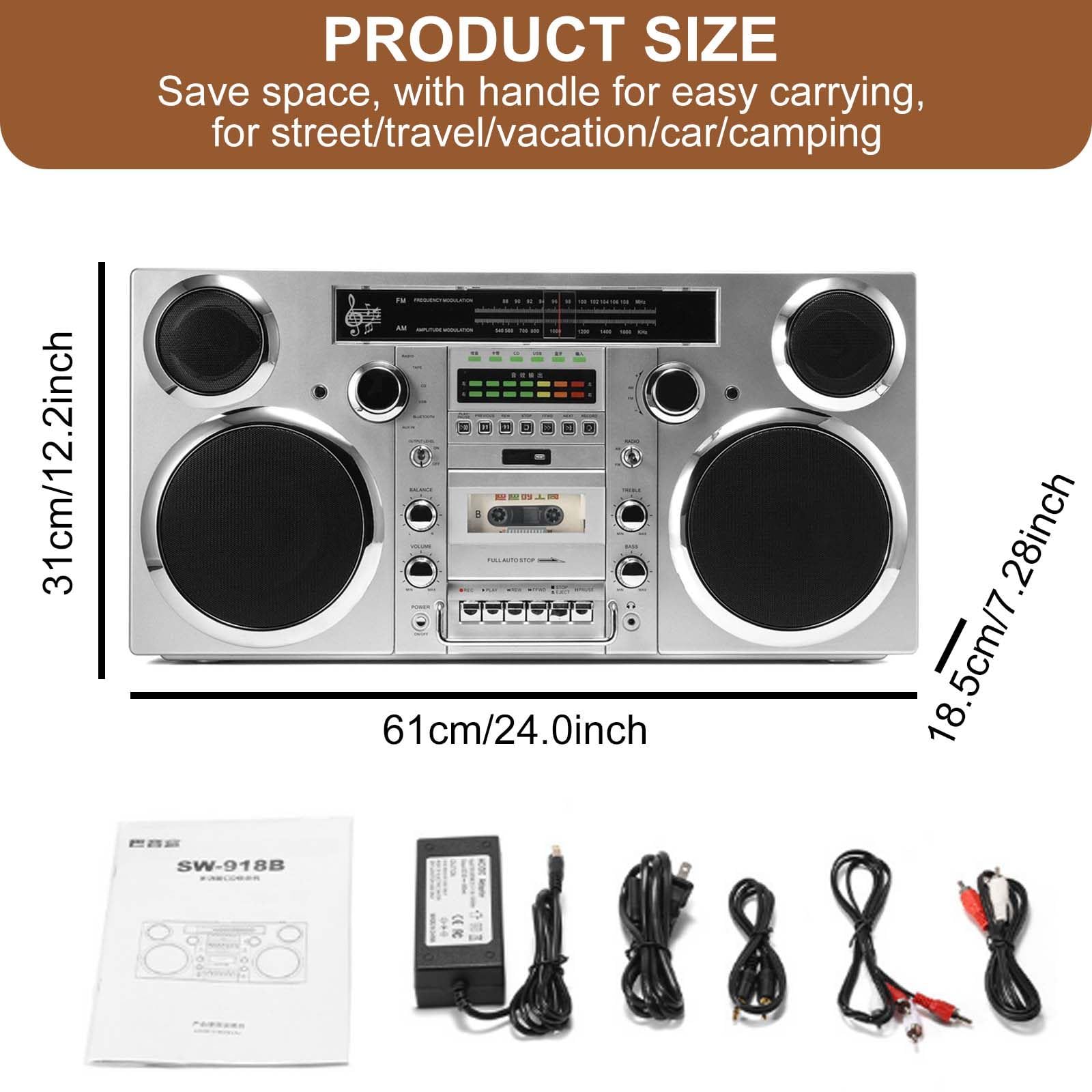 Boom Box Cd, Magnetofon/Magnetofon Kasetowy, Am/Fm, Usb, Wbudowany Akumulator, ObsłUga PołąCzeń Telefonicznych W Promieniu 10 M,White