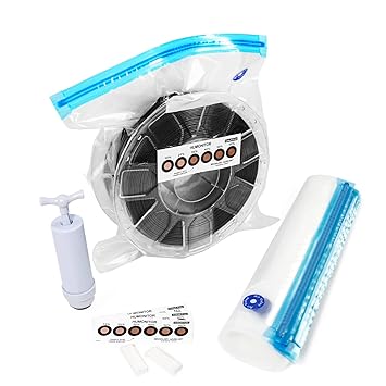 OUYANG 3D Printer Filament Storage Bag Vacuum Sealed Bag 11.81 X 13.38 in, Prevents Moisture, with Hand Pump, Buckle, Humidity Card, Desiccant for Store 3D Printers Filaments(10 PCS)