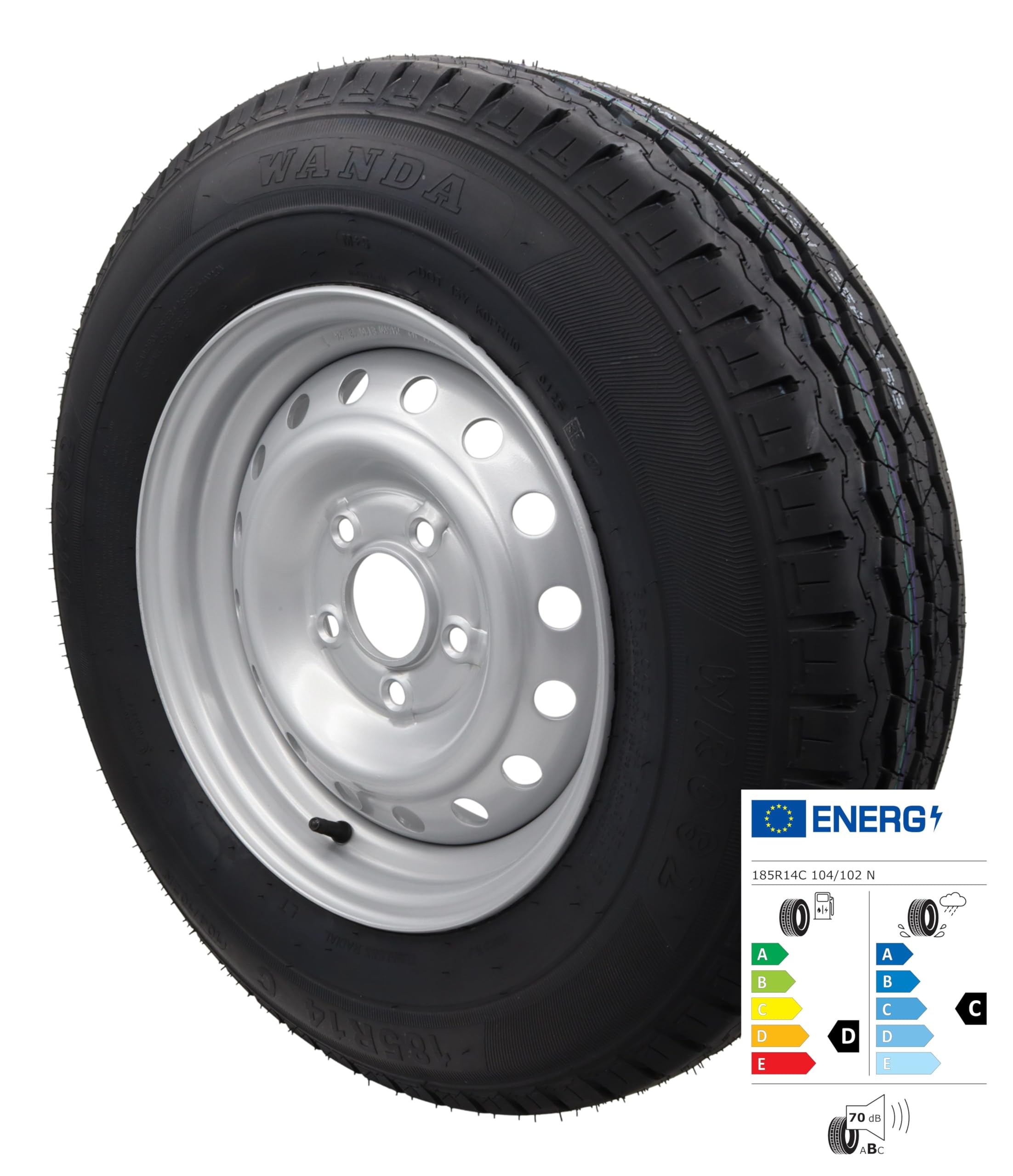 Ruota completa, 185R14C, 112 x 5, 900 kg, ruote da 14", 185/14 R 14 C, per rimorchio e trailer