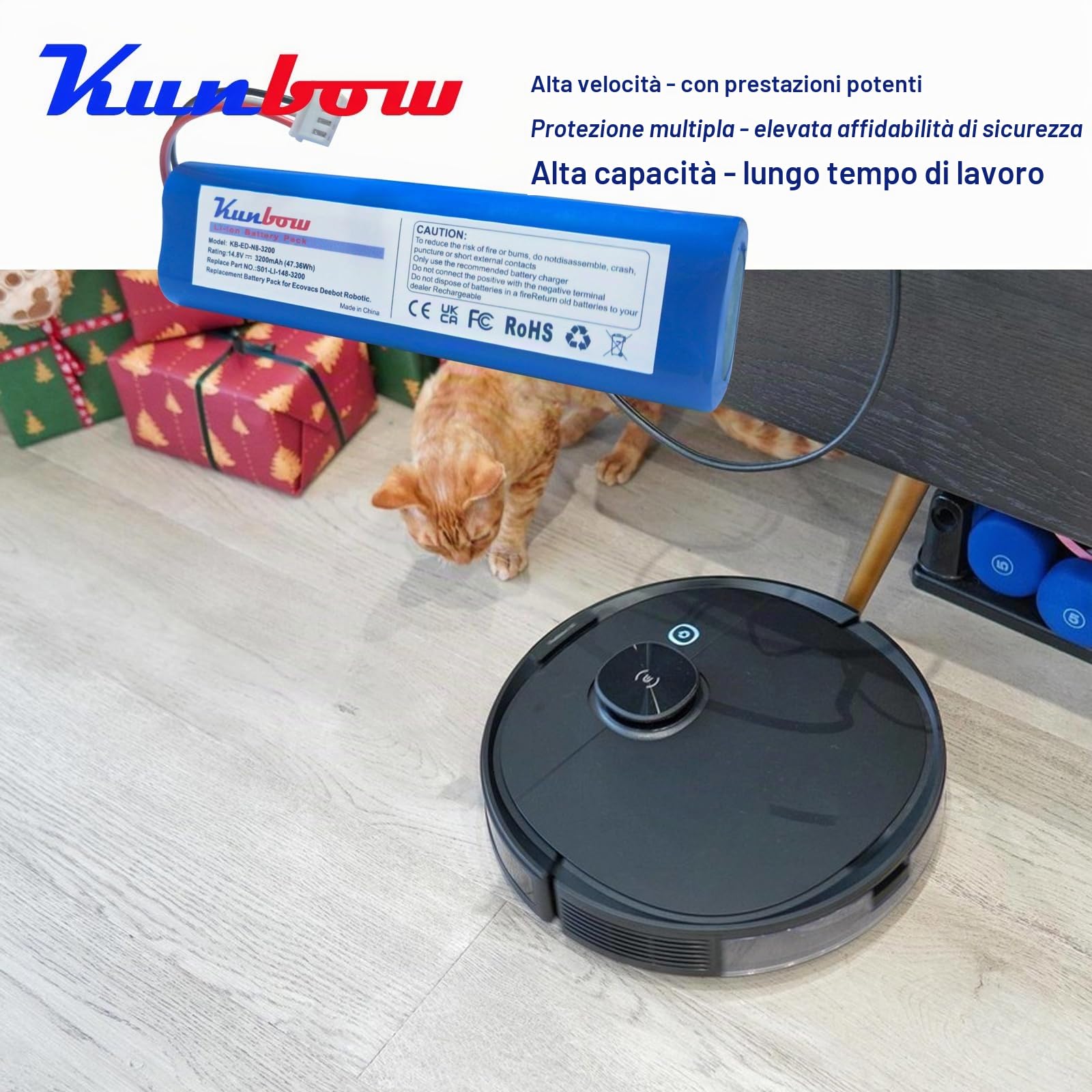 Batteria agli ioni di litio da 3200mAh, batteria di ricambio per Ecovacs Deebot N8, Deebot N8+, Deebot N8 Pro, Deebot N5, Deebot Ozmo 900, Ozmo 920, Ozmo 930 aspirapolvere. (14,8V/47,36Wh)