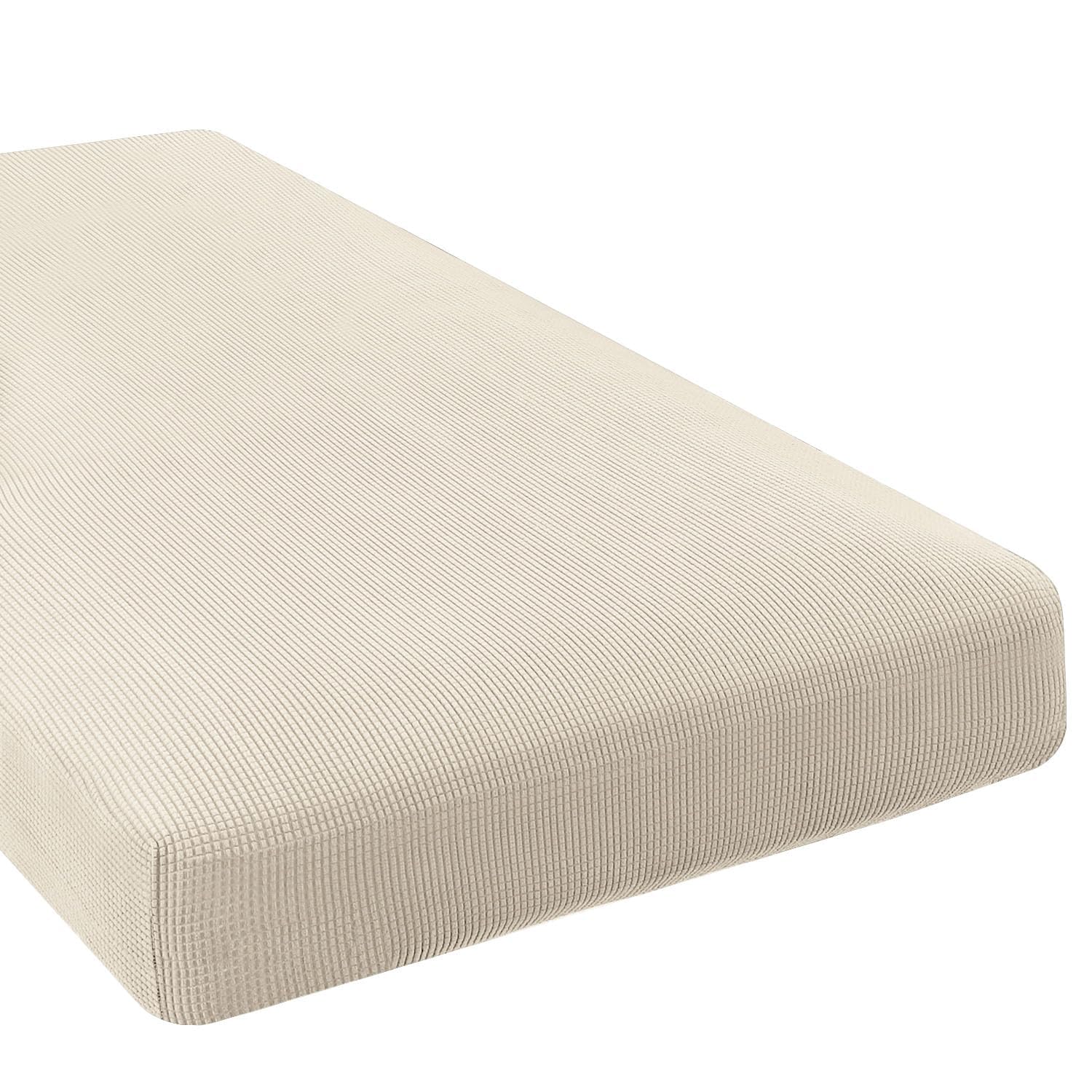 Photo 1 of H.VERSAILTEX Super Stretch Individual Chaise Cover Sectional Couch Covers for L Shaped Sofa Both Left/Right Featuring Thick Jacquard Textured Twill Fabric (1 Piece Chaise Cover Large, Natural)