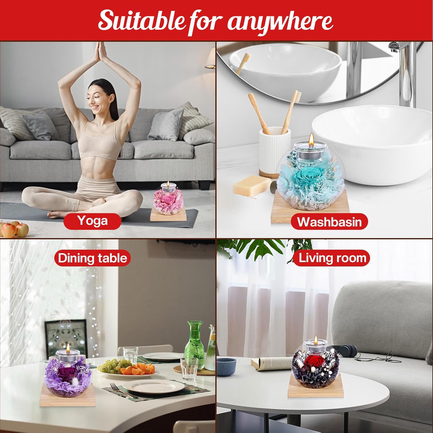 Valentines Birthday Gifts for Women Preserved Roses in Glass Dome with Scented - Romantic Preserved Flower for Women, Girlfriend, Wife, Mom, Grandma, Sister, Her-Red - Image 5