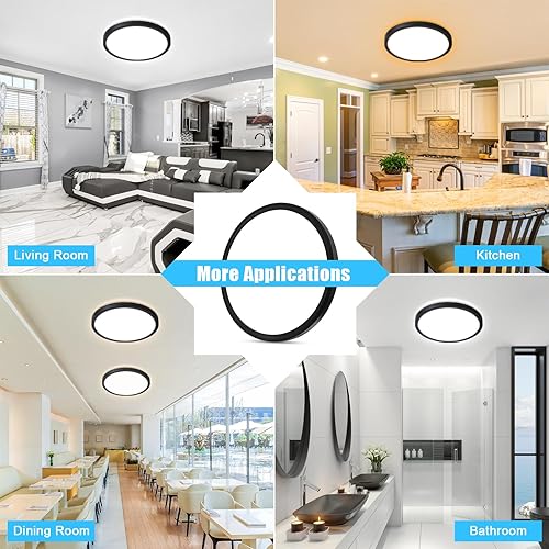 Miniatura 7 de Paquete de 4 lámparas LED de techo empotradas, 12 pulgadas, súper delgada, 24 W, 2200 lm, 3 temperaturas de color en una lámpara de techo de montaje