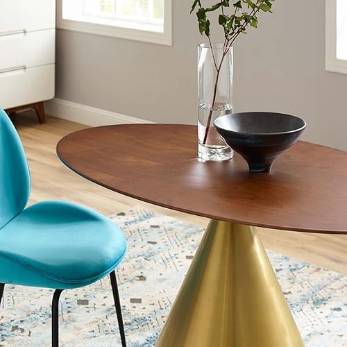 Miniatura 4 de Modway EEI-5339-GLD-WAL Tupelo 48" Oval, Mesa de comedor de nogal dorado, 48 pulgadas Color oscuro superior Dia120x70