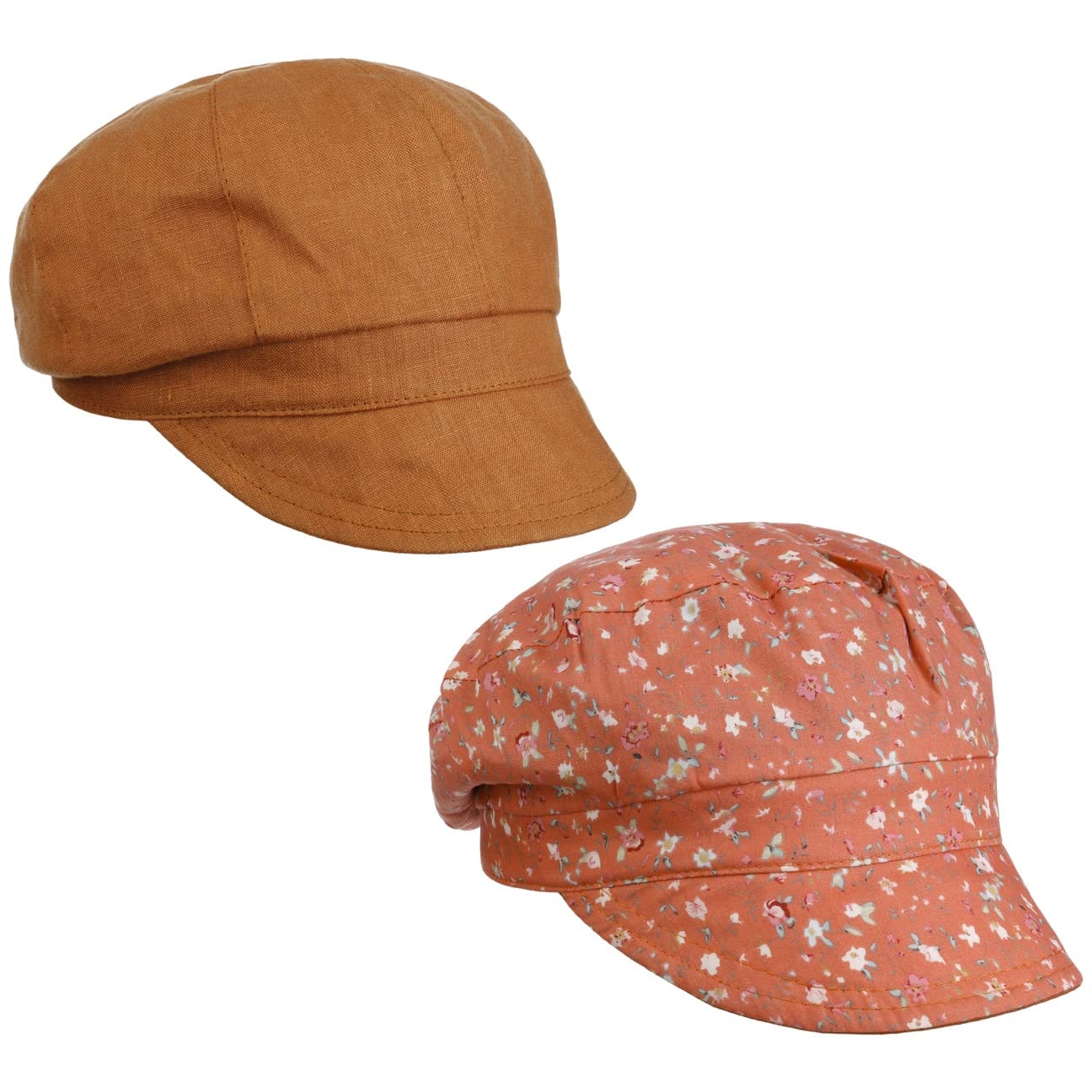 Lipodo Millefleurs Reversible Newsboy Cap Floral Solid 100% Linen 100% Cotton Women Summer