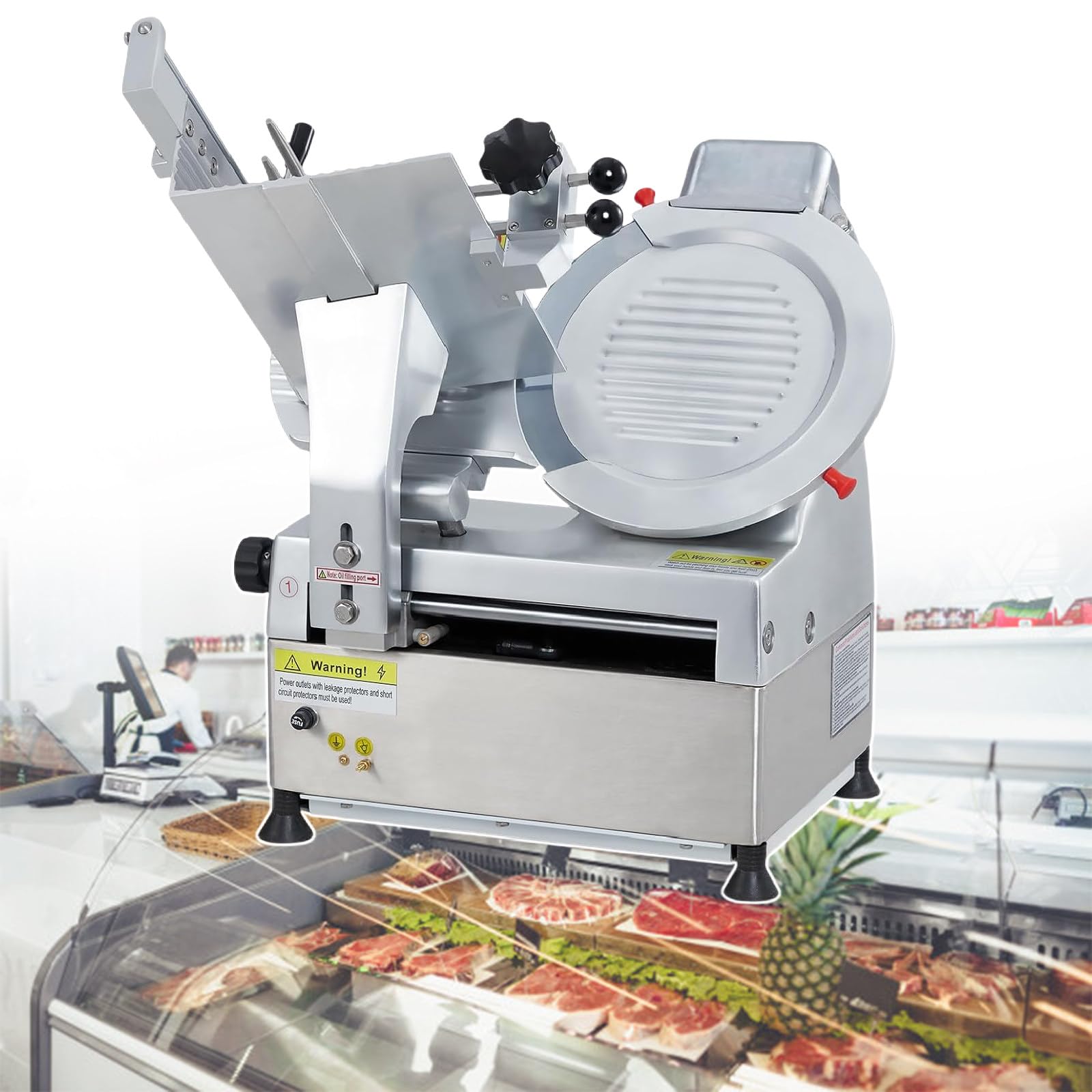 asdchZen Premium Commercial 550W Meat Slicer, 12-Inch Non-Sticky Teflon Blade, Meat,Cheese,Food Slicer, Commercial And Home Use