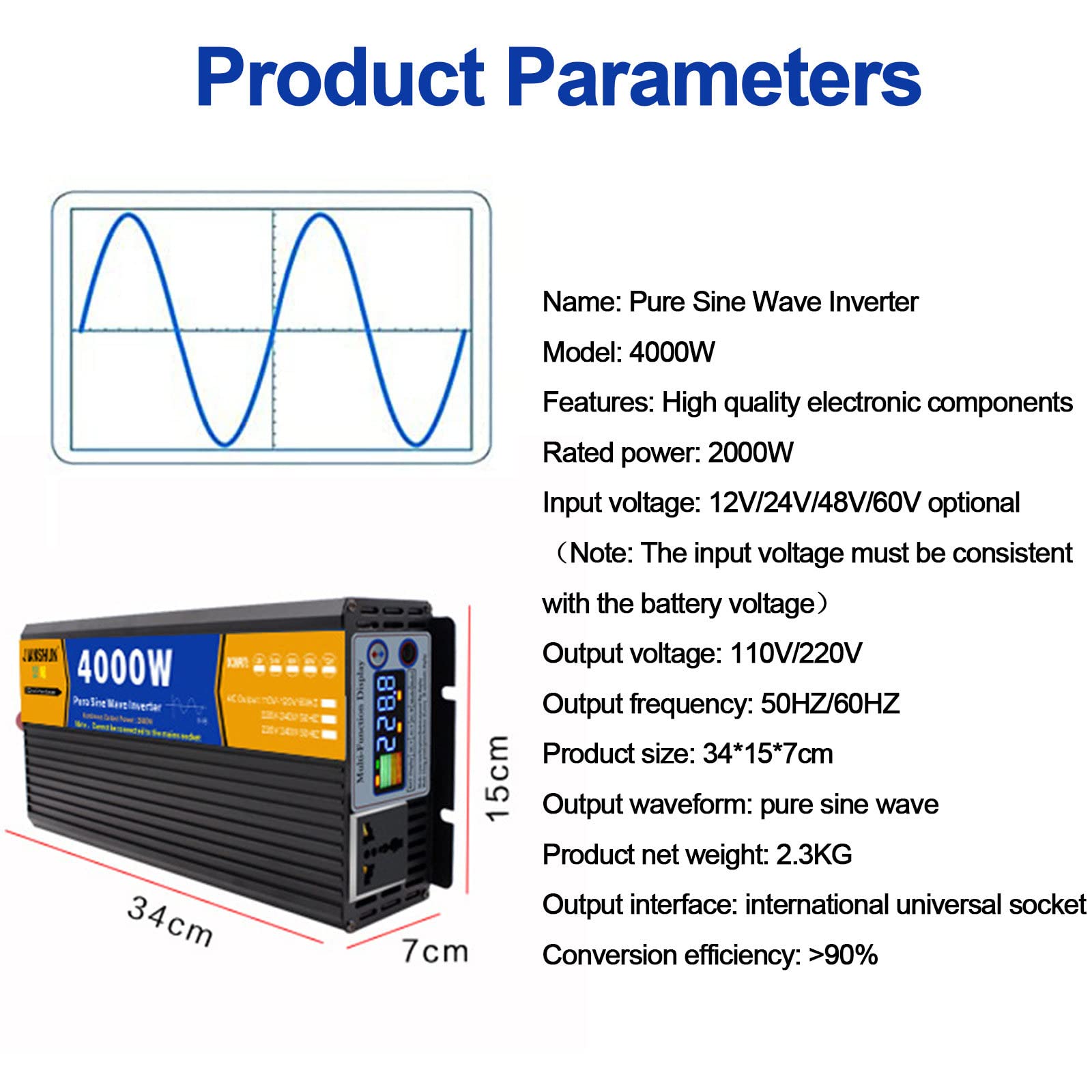 ★Pure sine wave inverter★ パワー インバーター DC 24V→AC 100V 50/60Hz 1000W 未使用品？ (動作未確認ジャンク) 2000W 12V⁄24V⁄48V DC To AC 110V⁄220V Pure Sine Wave, Car