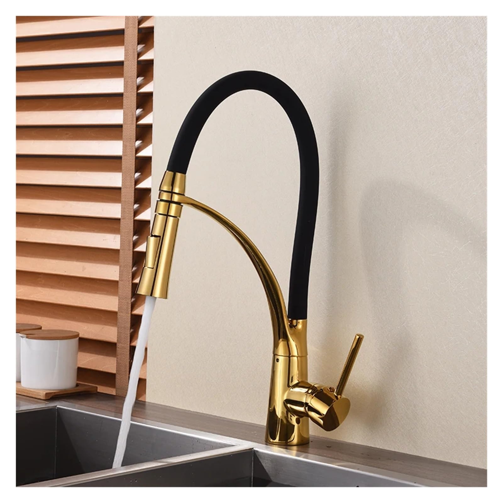 Robinet d'évier de cuisine extractible double jet avec mitigeur eau chaude et froide