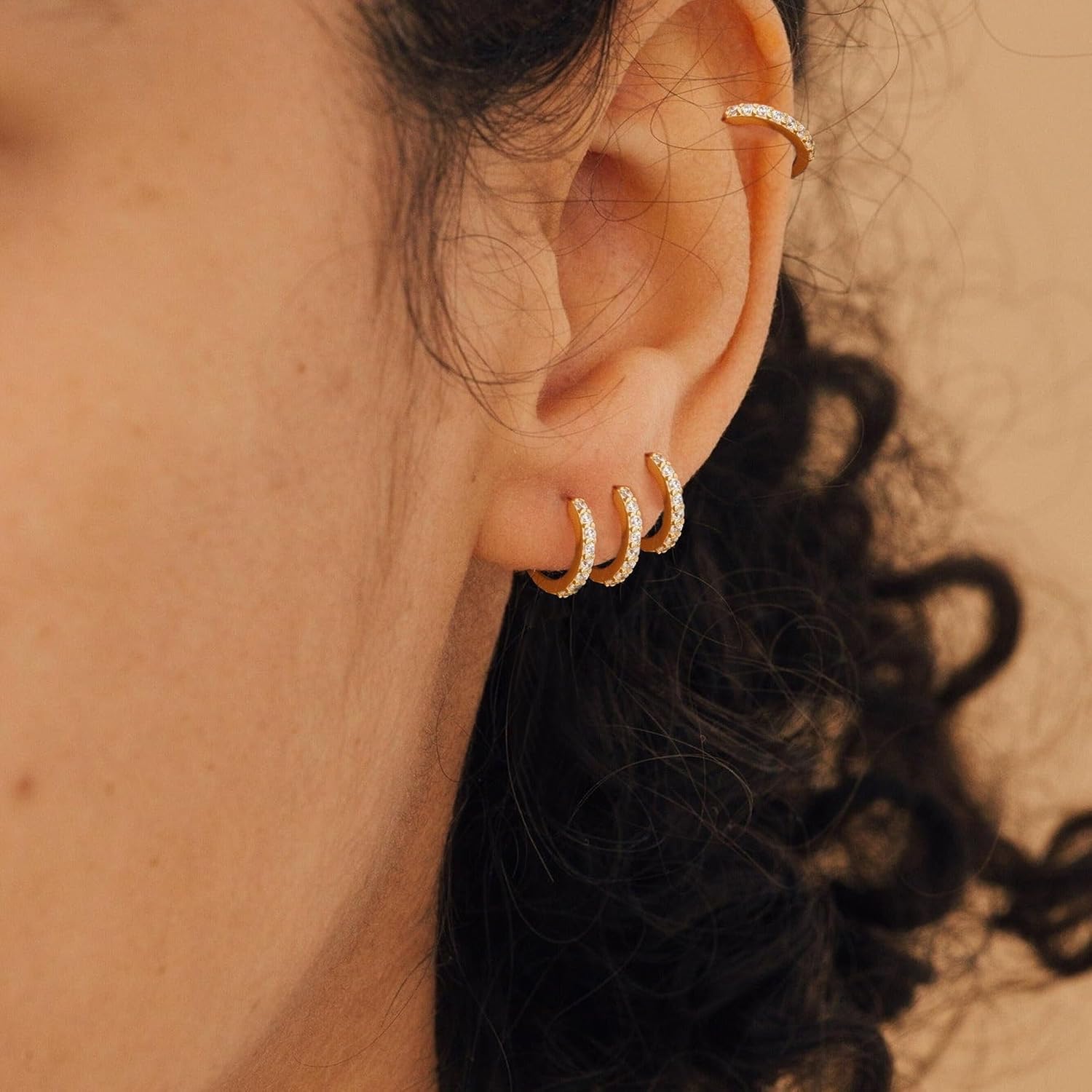 Small Gold Huggie Hoop Earrings for Women, Dainty 14K Gold Plated Cartilage Helix Tragus Hoop Earrings Set for Multiple Piercing,Cute Mini Hypoallergenic Waterproof Earring for Jewelry Gifts - Image 8