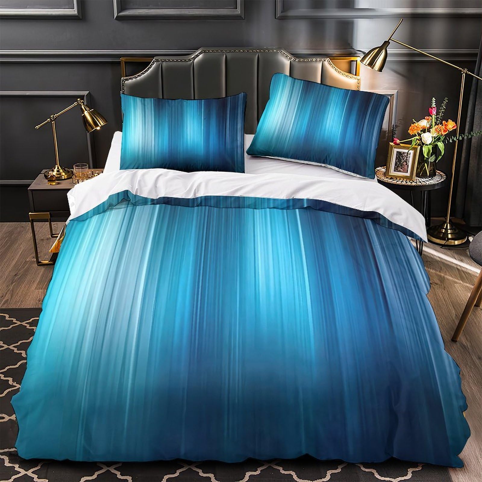 Housse de couette serpent bleu hypoallergénique en microfibre douce et légère king size