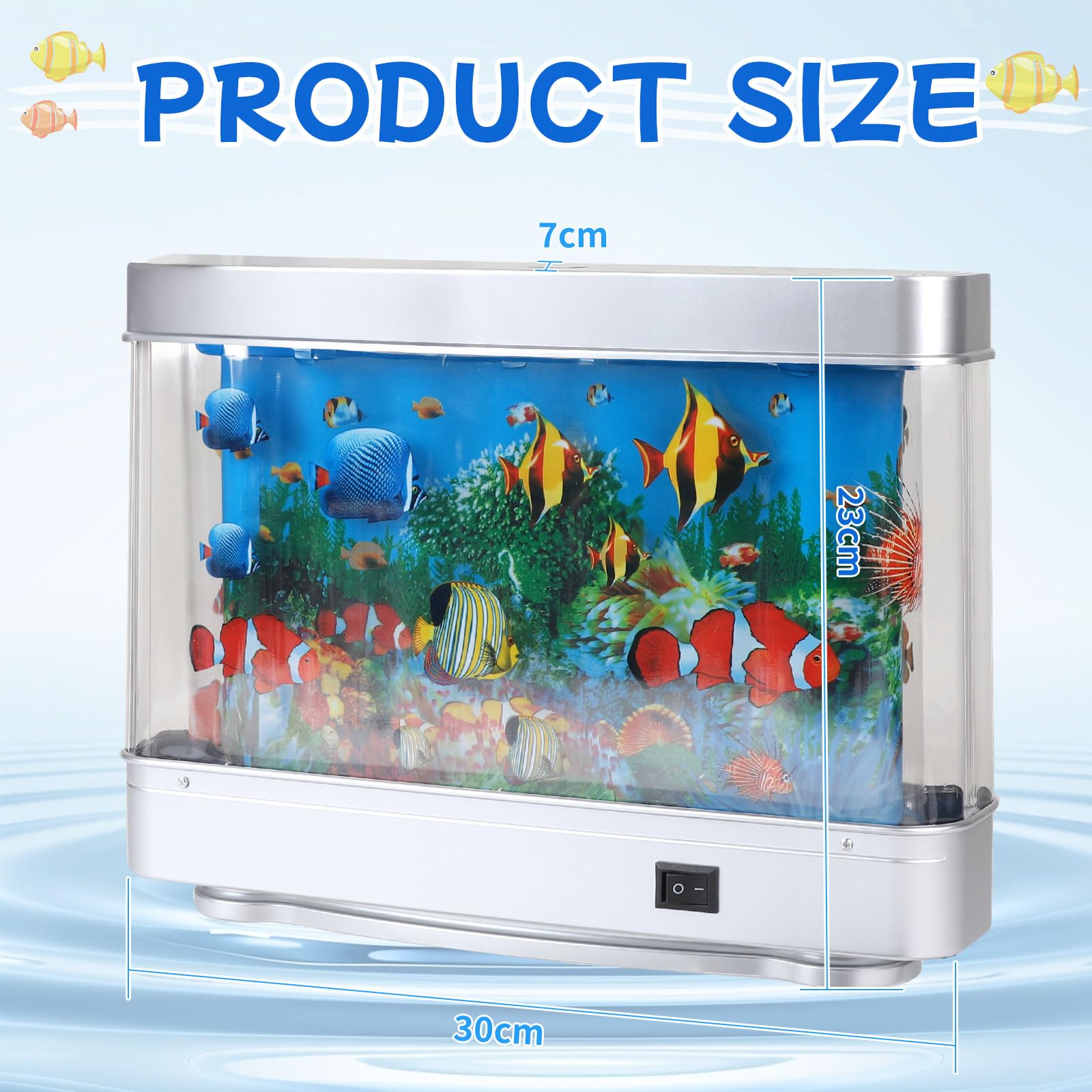 SWAWIS Künstliches Aquarium Fake Aquarium Ocean Fisch Lamp Nachtlicht Dynamischer Virtueller Ozean künstliche Tropische Landschaft Raumdekoration für Raumdekoration EU-Stecker