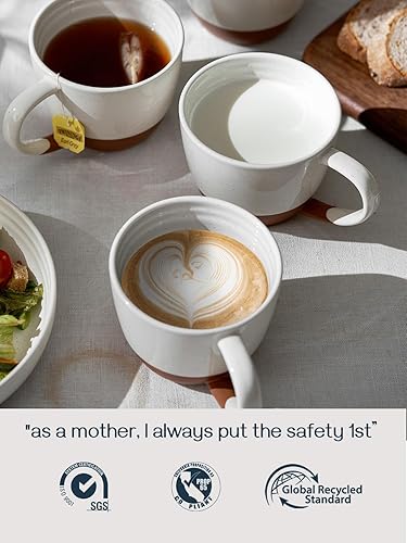 Miniatura 7 de DOWAN Juego de tazas de café grandes de cerámica de 4 a 18 onzas con mango grande para café con leche, té, capuchino, diseño único, regalo de