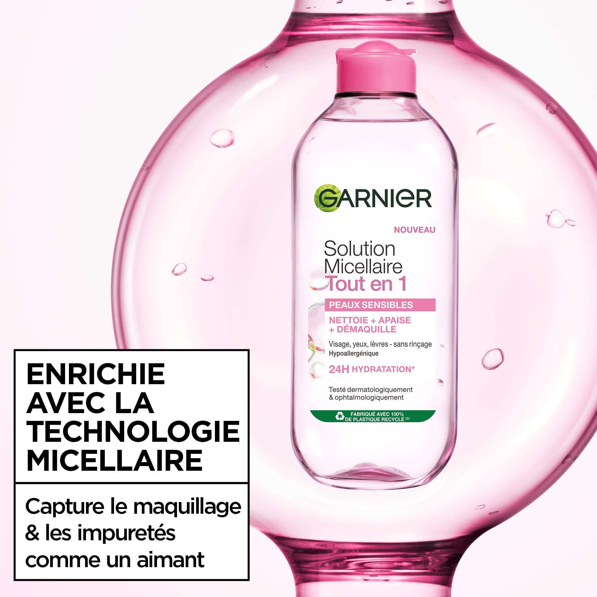 GARNIER Skin Active - Solution Micellaire Tout-En-1 - Nettoie, Démaquille & Hydrate - Micelles & Glycérine Hydrantante - Sans Parfum - Visage, Yeux, Lèvres - Peaux Sèches & Sensibles - 400 ml - 4