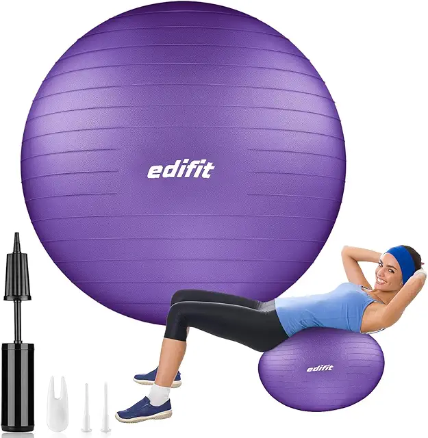 EDIFIT Gymnastikball 55-75 cm, Pezziball mit Aufblasgerät für Yoga & Pilates