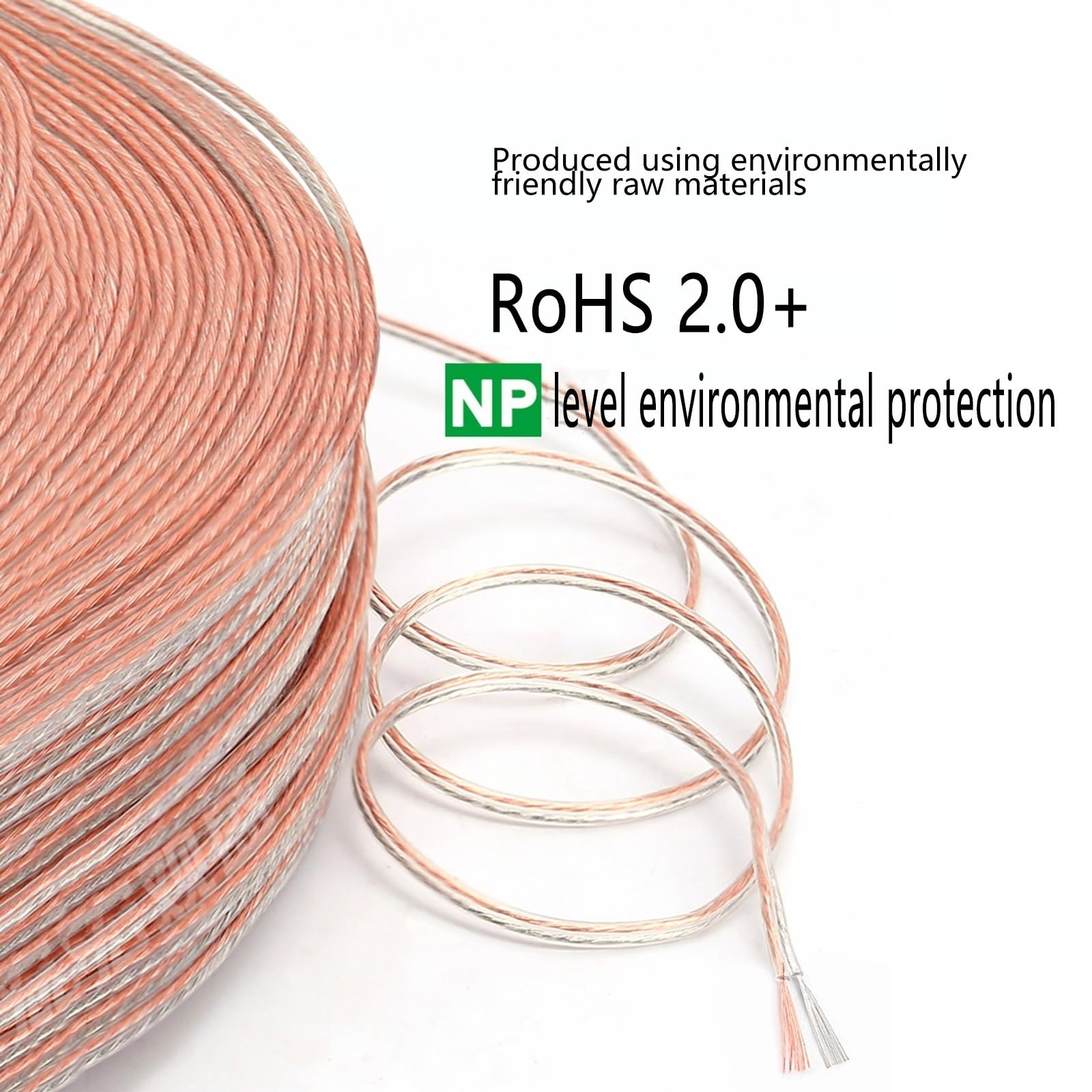 Cable eléctrico, cable transparente de 2 núcleos de 16 AWG a 30 AWG, 300 V, con revestimiento paralelo de cobre puro y cobre estañado, for equipos eléctricos, luces LED de exterior y equipos de ilumin