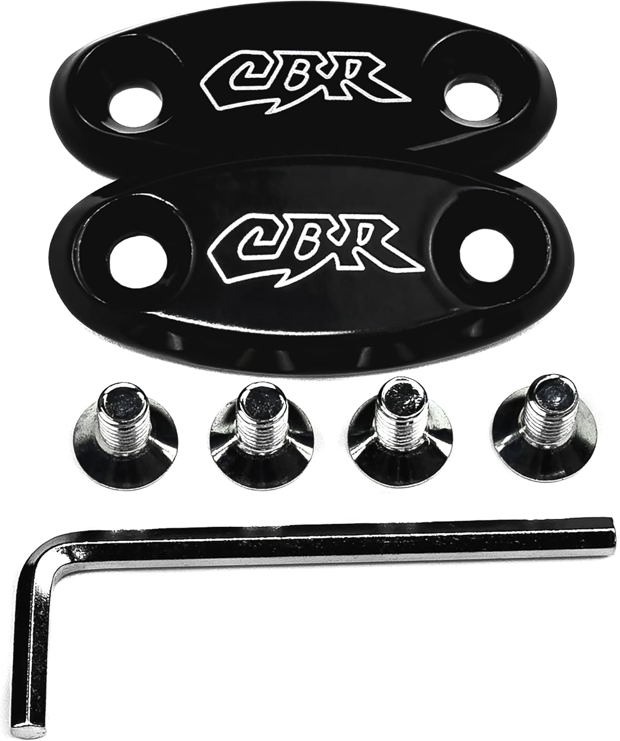 Mirror Block Off Base Plates Logo Engraved Black Compatible with 2003-2011 Honda CBR 600 RR / CBR600RR