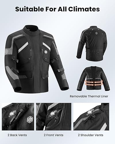 Miniatura 6 de ILM - Chaqueta de motocicleta para hombre para aventuras y viajes, con blindaje, para bicicleta de tierra, turismo, transpirable, impermeable, para
