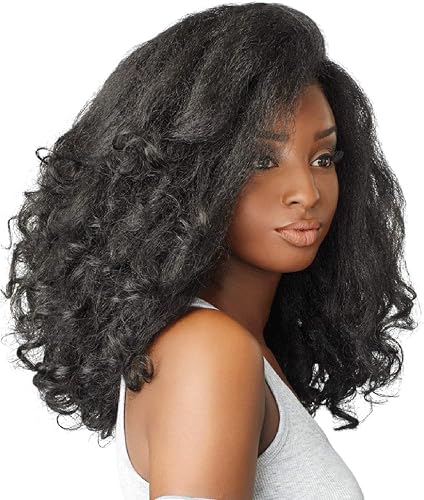 Sensationnel Curls Kinksandco Half Wig - Rain Maker Instant Weave Drawstring Cap for Natural 3C to 4C Hair Textures (1B OFFBLACK)