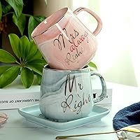 Vista 11 de Tazas de café para parejas Mr Right Mrs Always Right - Tazas de cerámica de mármol para despedida de soltera, boda, aniversario, día de San Valentín