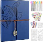 Livre d'emballage,ZEEYUAN Mémoire Scrapbooking Leaf Soft Leather Photo Album Famille Livre autocollant Spécial Noël Valentin Cadeaux d'anniversaire Cadeau unique pour les femmes (Noir)