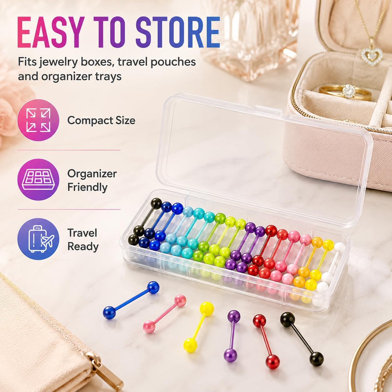 20Pcs Colorful Flexible Silicone Tongue Rings, Acrylic Barbell Piercing Body Jewelry, Nipple Stud Bar Ring