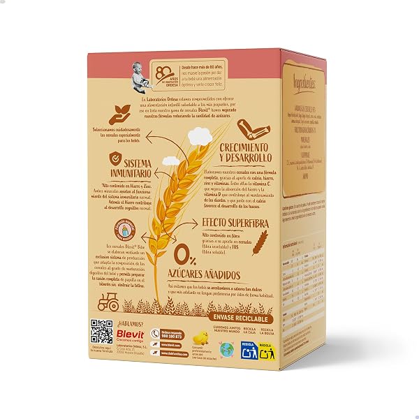 Blevit Bibe 8 Cereales | 500g | Papilla para Bebé desde los 5 Meses con 95% de Cereales - 14 Vitaminas y Minerales - 2