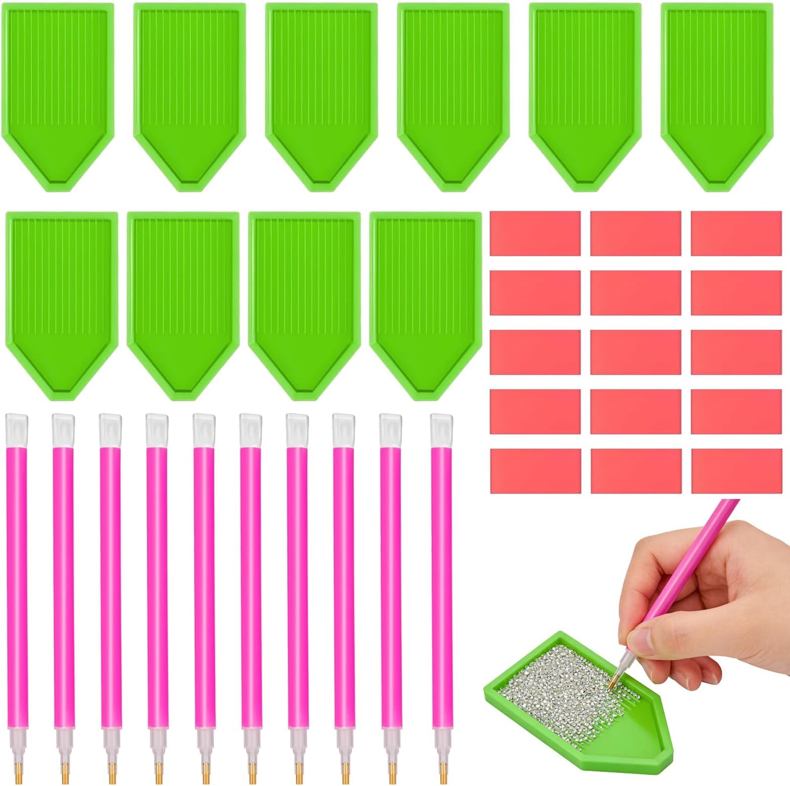 PPAAstunoras 35PCS 5D DIY Diamond Painting Accessory Kit Dimond Art Tools with 10 Drill Pen Grip Tray Diamonds Paintings Kits Diamond Art Accessories Pens for DIY Rhinestone Painting