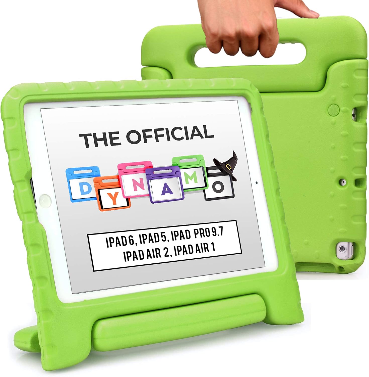 Official Cooper Dynamo Case for iPad 6th, 5th Gen/iPad Pro 9.7 | Child Proof Cover, Stand, Handle, Protector (Green)