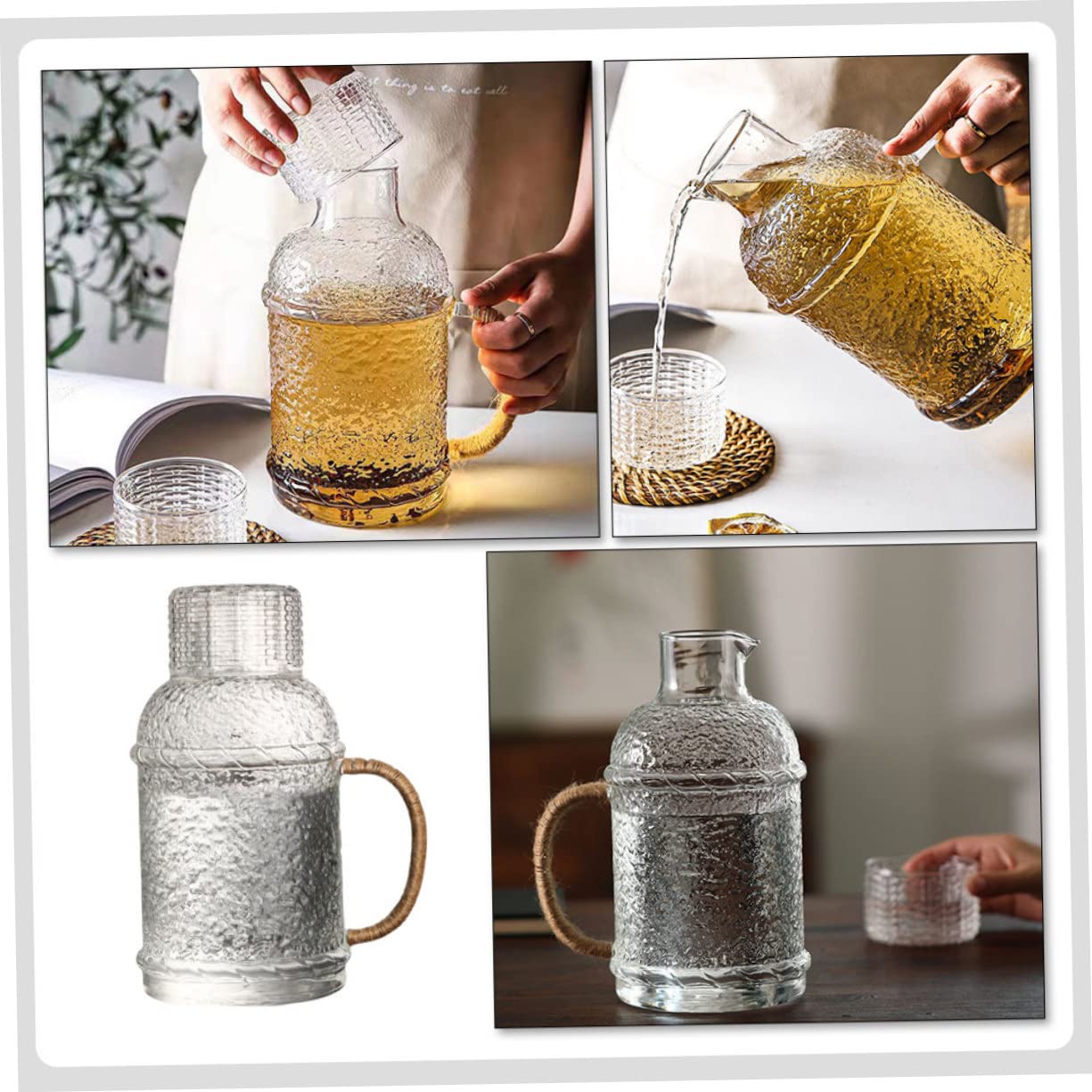 ULTECHNOVO Jarra De Agua De Vidrio Hervidor Tapa Jarra De Agua Para Cocina y Bebidas