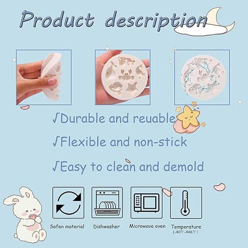 Miniatura 8 de Moldes de silicona de chocolate astronauta de 8 cavidades, molde de fondant de zanahoria de conejo, para decoración de pasteles, magdalenas, pasta